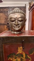 Hatalmas fém Buddha fej, ázsiai, keleti, kínai, japán, indiai