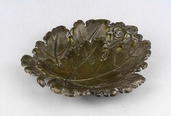 1Y615 Antik M & C szőlőlevél alakú ezüstözött réz tál névjegy tartó 20 x 19 cm