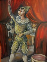 ﻿Stekovics Baráth Irén eredeti festménye – Cirkuszi jelenet/ festmény/èletkèp