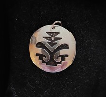 Navajo indián kerek ezüst medál