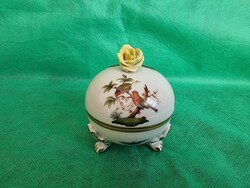 Herendi, lábakon álló Rothschild porcelán bonbonier, ékszer tartó