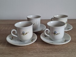 Zsolnay porcelán kávéskészlet , barackvirág mintás dekorral