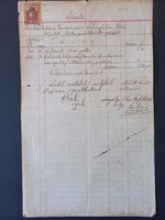 1915-ös kézzel írt számla – kórházi ápolás és temetési költségek elszámolása, illetékbélyeggel