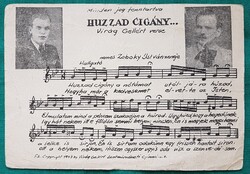 Kottás üdvözlőlap, Huzzad cigány......Virág Gellért verse, kiadták 1943-ban,  postatiszta képeslap