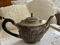 Ezüstözött teáskanna angol, art deco teakiöntő ébenfa füllel