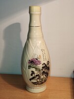 Kínai porcelán pálinkás palack festett díszítéssel