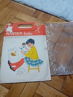 Retro vintage Marika baba kivágó öltöztető tok, zacskó, baba ruhás lapok