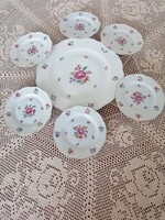 Herendi NANKING BOUQUET mintás süteményes készlet arany széllel