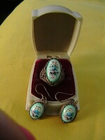 Ezüst szett porcelán kámeákkal