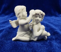 Tündéri angyalpár virágkoszorúval – Rosenthal porcelán