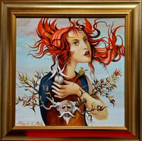 Kolozsvári Grandpierre Miklós "Nagypapa kedvence" c. olajfestmény, ingyen postával