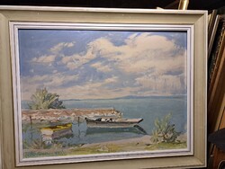 Csáki Maronyák József festménye,csónakok.