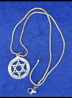 Vintage jelzett sterling ezüst kígyó láncon, Dávid-Csillagos medál h:44 cm 1980évek