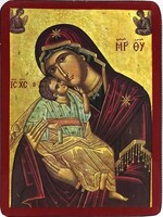1Y761 Szűz Mária a kis Jézussal - ikon másolat fatáblán 20.5 x 15.2 cm