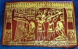 Retro EGYIPTOM ARANYSZÍN NYOMOTT BŐR pénztárca valamkori KULT TÁRGY VOLT- RITKA  12 X 9 cm
