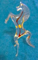 Gyönyörű Art Deco olasz eredeti MURÁNO üveg Vágtázó / ágaskodó ló szobor 22 x 12 cm HIBÁTLAN