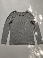 Női pulóver szürke, gyöngyös, S/M