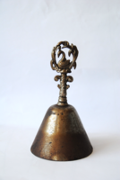 ANTIK, PATINÁS ISKOLAI, ASZTALI CSENGŐ DÍSZES HATTYÚ FOGANTYÚVAL