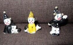 Régi 3 db mini Pierrot porcelán bohóc baba 4-6 cm magasak