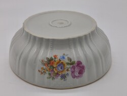 Zsolnay virágos porcelán pogácsás tál, pörköltes, levesestál 22,5cm