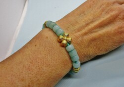 Szépséges  valódi amazonit karkötő aranyozott szép díszekkel