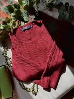 ISLE 42-44-es burgundi piros, bordó akril pulóver ír mintával