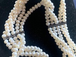 GYÖNGYSOR -tenyésztett-EZÜST szerelékkel-markazitos CSATTAL-