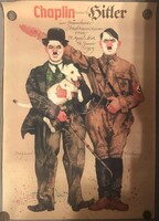 Chaplin und Hitler, 1989-s plakát 63x90 cm, aláírt nyomaton