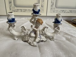 Gyönyörű Román barokk porcelán gyertyatartó pottóvval.