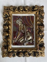 Álomszép eozén mázas fém, női domború akt, szép keretben.