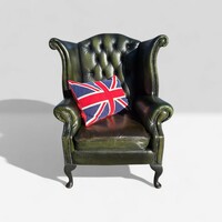 Eredeti Angol Chesterfield Queen Anne füles bőr fotel B325