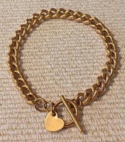 Karlánc prémium arany színű IP rozsdamentes acél lánc karkötő – designer stílus, szív medál