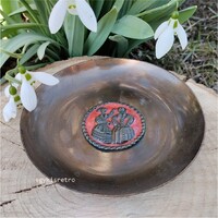 Képcsarnokos réz fali tál