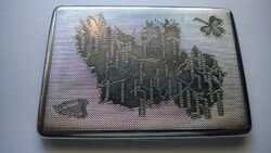 Térkép-Írország-ezüst sz. Cigaretta tárca-cigaretta dózni -cigaretta tok, lóherével - 122x85 mm