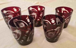 Antik bordó ólomkristály poharak