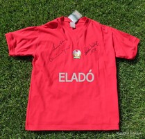 Aranycsapat dedikált hivatalo replica mez Grosics,Buzánszky, Sándor Károly aláírásával labda futball