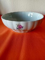 Régi bolgár porcelán pogácsás tál rózsa díszítéssel