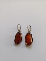 Gyönyörű Borostyán + Ezüst Fülbevaló