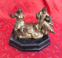 Atyaisten és Fiúisten. Cca.1700. faragott, aranyozott barokk faszobor. Eredeti állapotban.