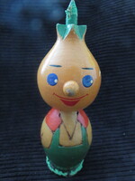 Retro Szovjet Fából Készült Cipollino-Hagymácska Mesehős Figura '60-as Évek