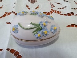 Herendi porcelán nyuszis, kék virágos bonbonier alj pótlásnak