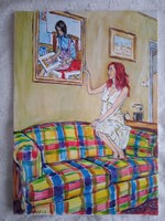 Kortárs festmény : Viki feherben II. - 70 cm x 50 cm  - akril, vaszon