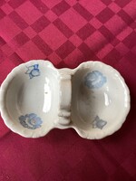 Kék virágos Zsolnay porcelán sótartó.