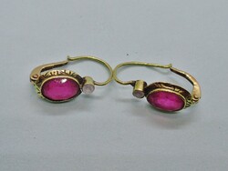 Szép antik art deco 14kt arany  fülbevaló sz. rubin kövekkel