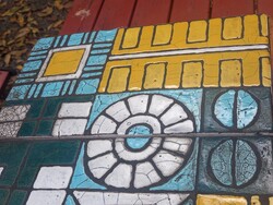 Kerámia betétes retro dohányzó asztal tömör fából