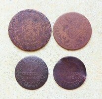 I. Ferenc 4 db Különböző Érme 1 3 Krajcár 1800 1812 Kreuzers Habsburg Birodalom