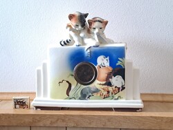 Rare, antique, large, Czechoslovakian Gustav Bihl cat table or mantel clock