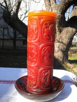 Nagy méretű horoszkópos  gyertya kerámia tálkában