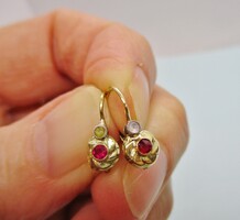 Antik 14kt kislány aranyfülbevaló  pici rubinokkal századforduló körüli