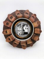 Szász Endre aranyozott Hollóházi porcelán képe bőr keretben